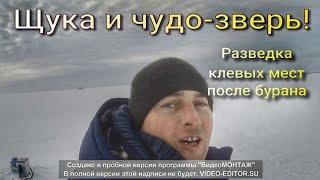 ЩУКА И ЧУДО-ЗВЕРЬ Разведка клевых мест после бурана на р. Кайракты с. Вознесенка