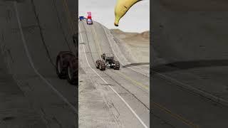 Strange Cars Carefully Coming Downhill to Giant Spinning Banana  BeamNG.Drive