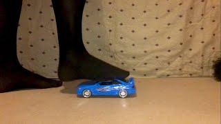 Giantess crush toy car barefoot  tights #asmr #crushingasmr