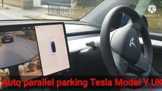 Auto parallel parking Tesla Model Y in UK