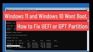 Windows 11 and 10 Wont Boot How To Fix UEFI or GPT Partition