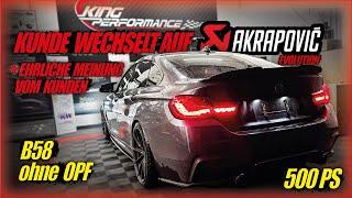 AKRAPOVIC EVOLUTION EXHAUST SYSTEM passend für BMW 440i B58 ohne OPF mit 500 PS F32 + KUNDE spricht