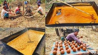 আখের গুড় তৈরি করার সম্পূর্ণ প্রক্রিয়া - Jaggery making process  - Traditional Brown sugar making