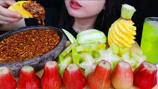 NGILER ASMR RUJAK BUAH SAMBEL KACANG PEDAS  ASMR SOUR FRUIT PLATTER WITH SPICY SAUCE