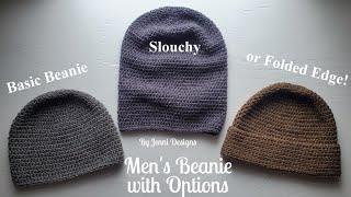 Crochet Pattern Tutorial Mens Basic Beanie with Options