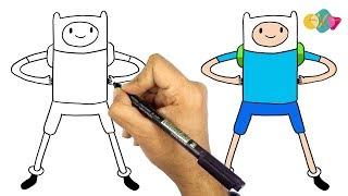 how to draw  Finn the Human from Adventure Time  series step by step for beginners