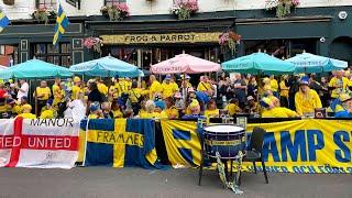 Sweden fans partying in Sheffield  UEFA Women’s Euro 2022
