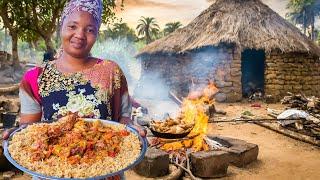 African village life#cooking Village food  Lunch With Piraf And Chicken Curry