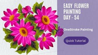Beautiful Bright color flowers using round brush and onestroke leaves  Day-54