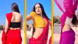 Posing in Red Silk Saree With Yellow Backless Blouse  Saree Fashion Vlog  Saree Lovers #saree