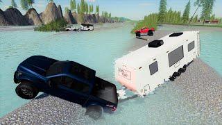 Saving campers from flooded river  Farming Simulator 19 camping and mudding