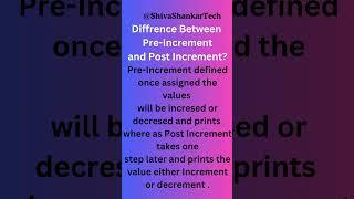 Difference Between Pre and  Post Increment or Decrement? @ShivaShankarTech  #dotnet #csharp