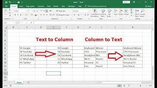 How to Convert Text to Column to Text in MS Excel 2003-2016