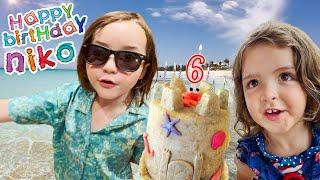 NiKOs BEST 6th BDAY EVER  Beach Birthday Party on a new Disney island Pirate Adley Niko & Navey