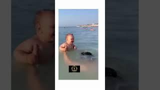 Funny Baby laughing in beach fresh water enjoying  #foryou #funny #funnyvideo