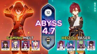 C3 Heizou Taser & C6 Gaming Melt  Spiral Abyss 4.7  Genshin Impact