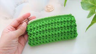 #Shorts DIY Crochet Zipper Purse  Wonderful Green Yarn with Beautiful Crochet Stitch  ViVi Berry