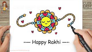 How to Draw Rakhi Easy  Raksha Bandhan Special Drawing  Step by Step