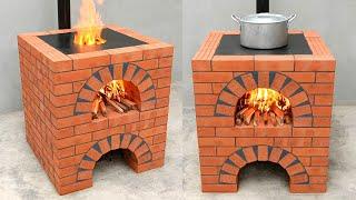 Build a wood stove from red bricks