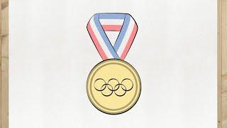 Como dibujar una Medalla Olímpica paso a paso FACIL y rapido