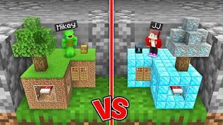 Dirt Tiny Mikey Sky Block vs Diamond Tiny JJ Sky Block Survival Battle in Minecraft  - Maizen