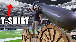 Worlds Largest T-Shirt Cannon breaks the roof