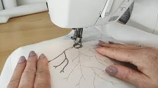 Making a Tree of Life using freemotion machine embroidery by Helen Newton.