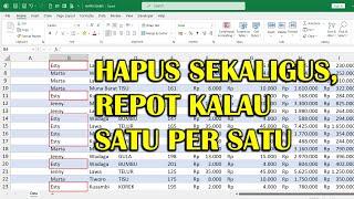 Cara menghapus Baris secara Sekaligus sesuai Kriteria di Microsoft Excel.