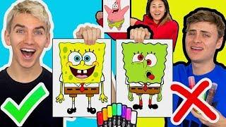 3 MARKER CHALLENGE WITH MY BROTHER SPONGEBOB EDITION