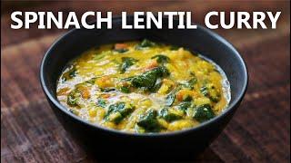 SPINACH LENTIL Curry Recipe for a Vegetarian and Vegan Diet  Indian Style Spinach and Lentils