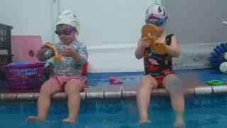 Watersafe Swim School 1 & 3 year olds show off Smart Fish Method Grade 5 Swim Skills
