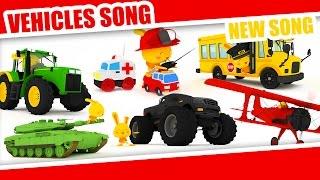 The Vehicles song - Monster trucks planes cars trucks police firetruck helicopter motorbikes