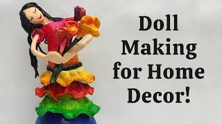 How to Make a Doll Craft for Home Decoration  Make a Doll Using Old Bulb Recycled Craft