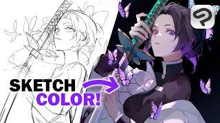 Sketch To Finished Drawing ️ Full Art Process Clip Studio Paint Speedpaint