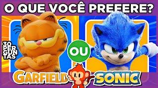  O QUE VOCÊ PREFERE?  GARFIELD OU SONIC   #macaquiz #quiz #oquevoceprefere