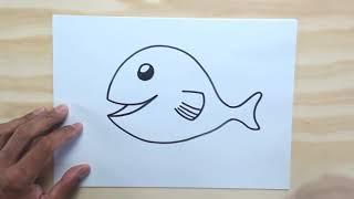 COMO DESENHAR UM PEIXINHO BEM FÁCIL - Desenhos fáceis para crianças