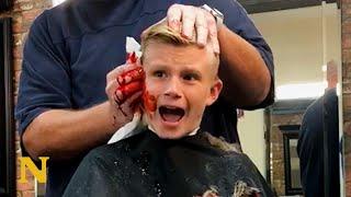 Barber Pranks Kid By Pretending Hes Cut His Ear Off