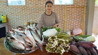 Big pot Delicious Cambodia noodle soup cooking - Cooking with Sreypov