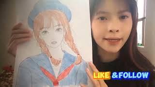 How To Color A Beautiful Girl With Hair Tieed On Both Sides