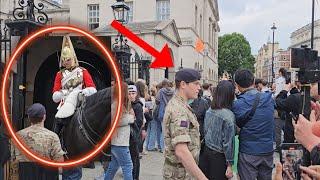 Kings Guard on high alert as he sees a man and ejected at Horse Guards