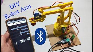 DIY  Smartphone Bluetooth controlled Robot Arm using Arduino  HC-05