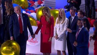 Balloon drop over Donald and Melania Trump on final night of RNC