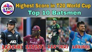 Highest Individual Score in t20 World Cup  Top 10 Batsmen