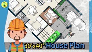 30×40 House Plan East Facing 2BHK with Car Parking and Porch #houseplan #housedesign #floorplan