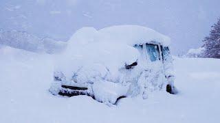 Heavy SnowCamping alone in a small car. Car was completely covered with snow.