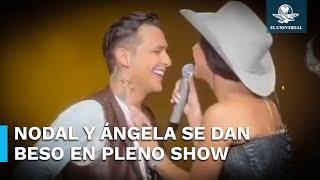 ¡Ya no esconden su amor Christian Nodal y Ángela Aguilar se besan en pleno escenario