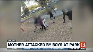 Mother attacked by boys in Canada caught on camera