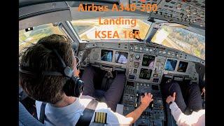 Airbus A340-300 landing Seattle KSEA 16R - short