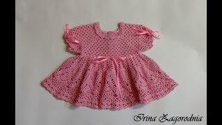 Knitted dress for girls-crocheting. Delicate dress-master class