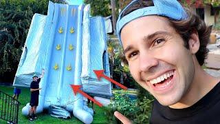 EMERGENCY AIRPLANE SLIDE ON MY YARD #crazy #vlog #daviddobrik